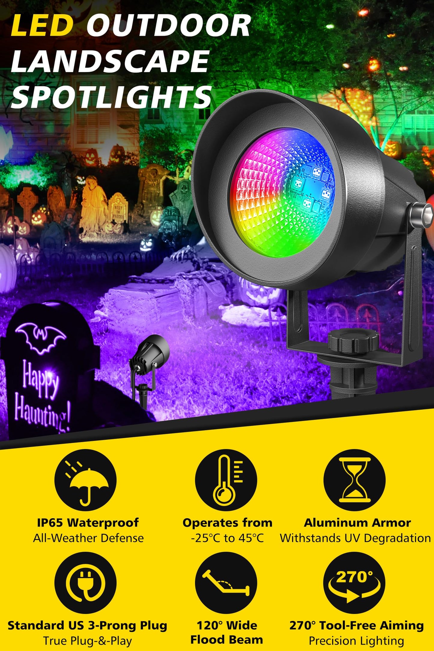 T-Sun Smart Color Changing Landscape Lights  Rgbw Christmas Spotlights Outdoor With App & Remote  Music Sync  16M Colors  Timer  Dimmable Waterproof Spot Light For Yard Garden Tree  Set Of 2
