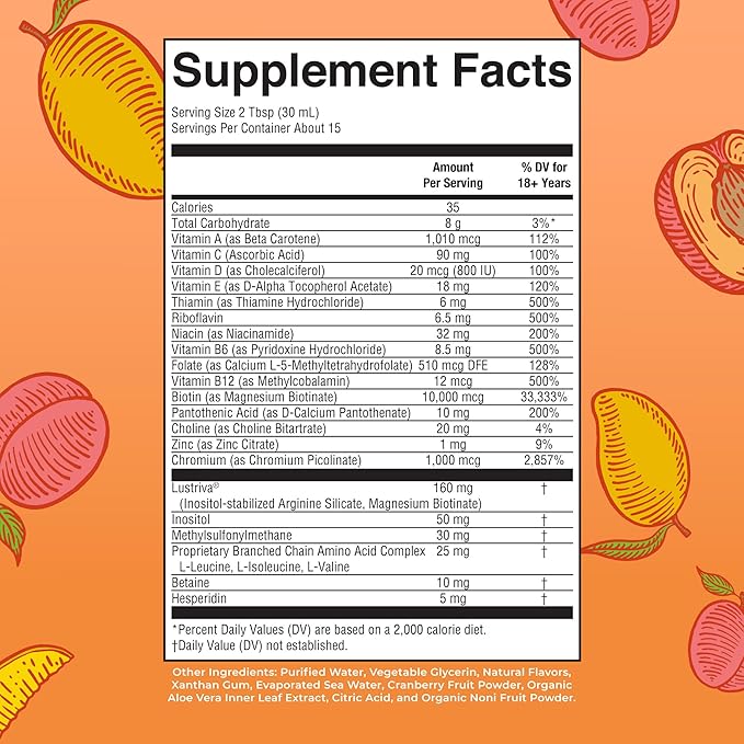MaryRuth's Liquid Multivitamin + Hair Growth | Biotin 10000mcg | Lustriva Hair Growth Supplement | Clinically Tested in Women for Thicker Hair & Facial Wrinkle | Skin Care | Ages 18+ | 15.22 Fl Oz