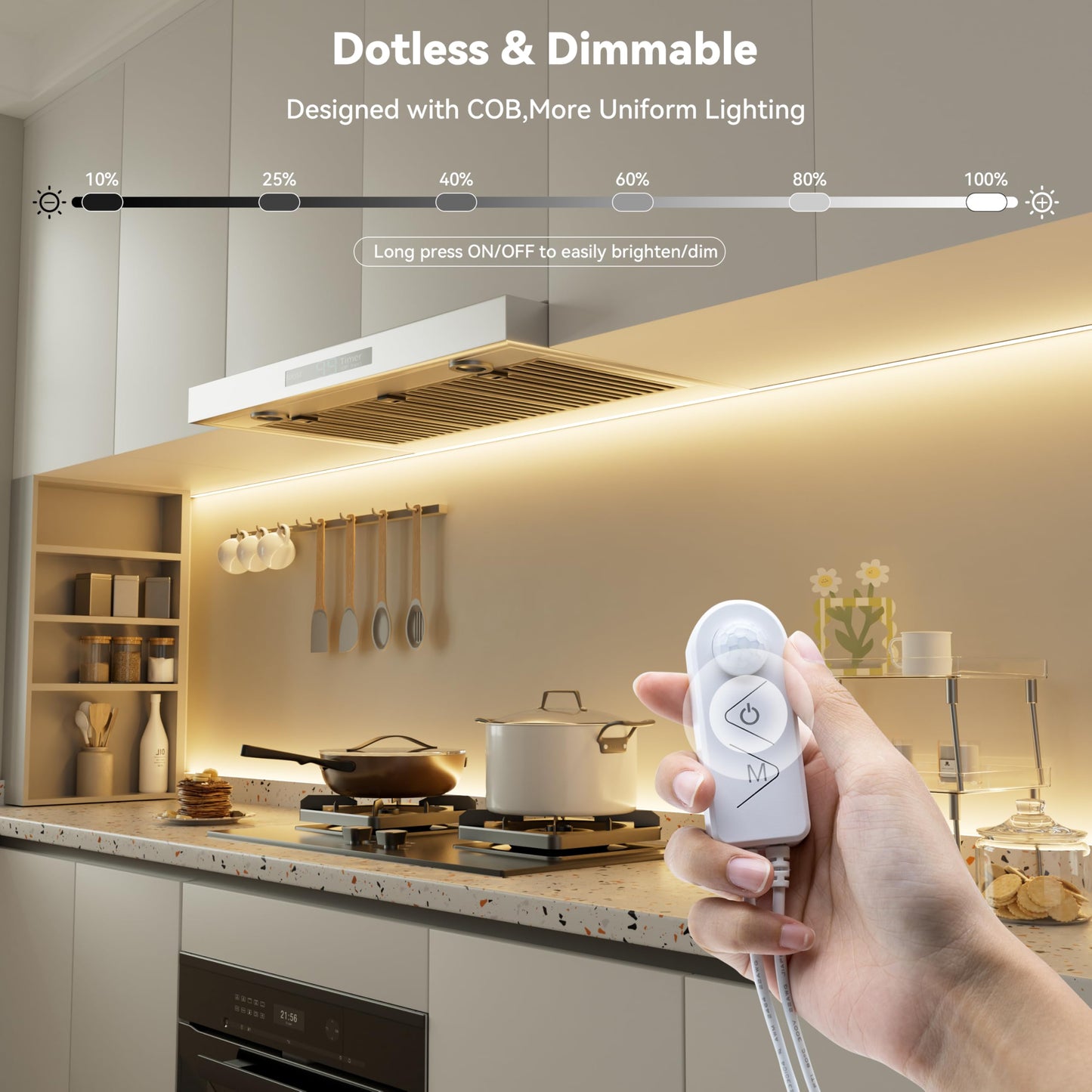 Pautix Motion Sensor Strip Lights 24V Cob Led Strip Light Motion Activated Led Strip Light 2700K Warm White 20Ft Dimmable Super Bright With Dual Lighting Mode For Under Cabinet Kitchen Stairs Bedroom