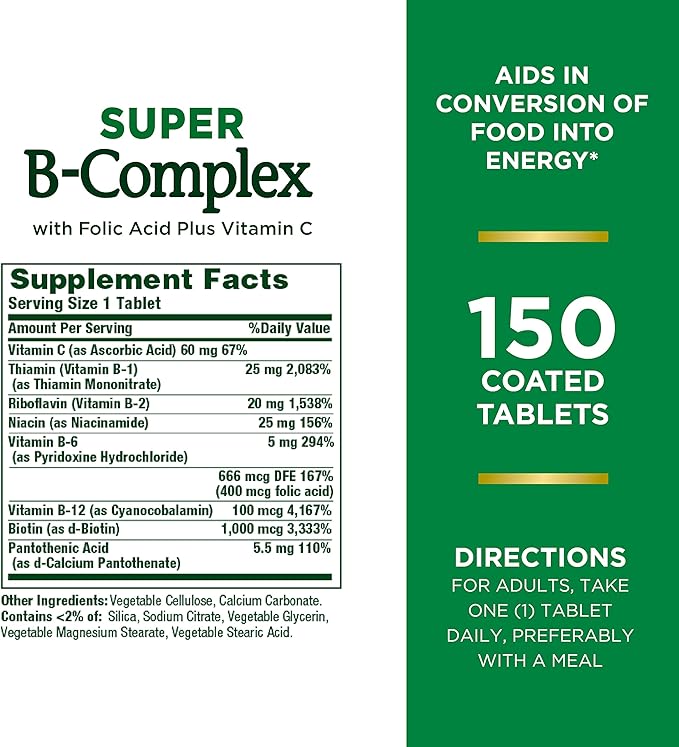 Nature's Bounty Energy & Heart Health Bundle: Super B Complex Vitamins with Vitamin C & Folic Acid (150 count) for Immune & Cellular Support + Fish Oil Omega-3 (1200 Mg, 200 count) for Heart Wellness