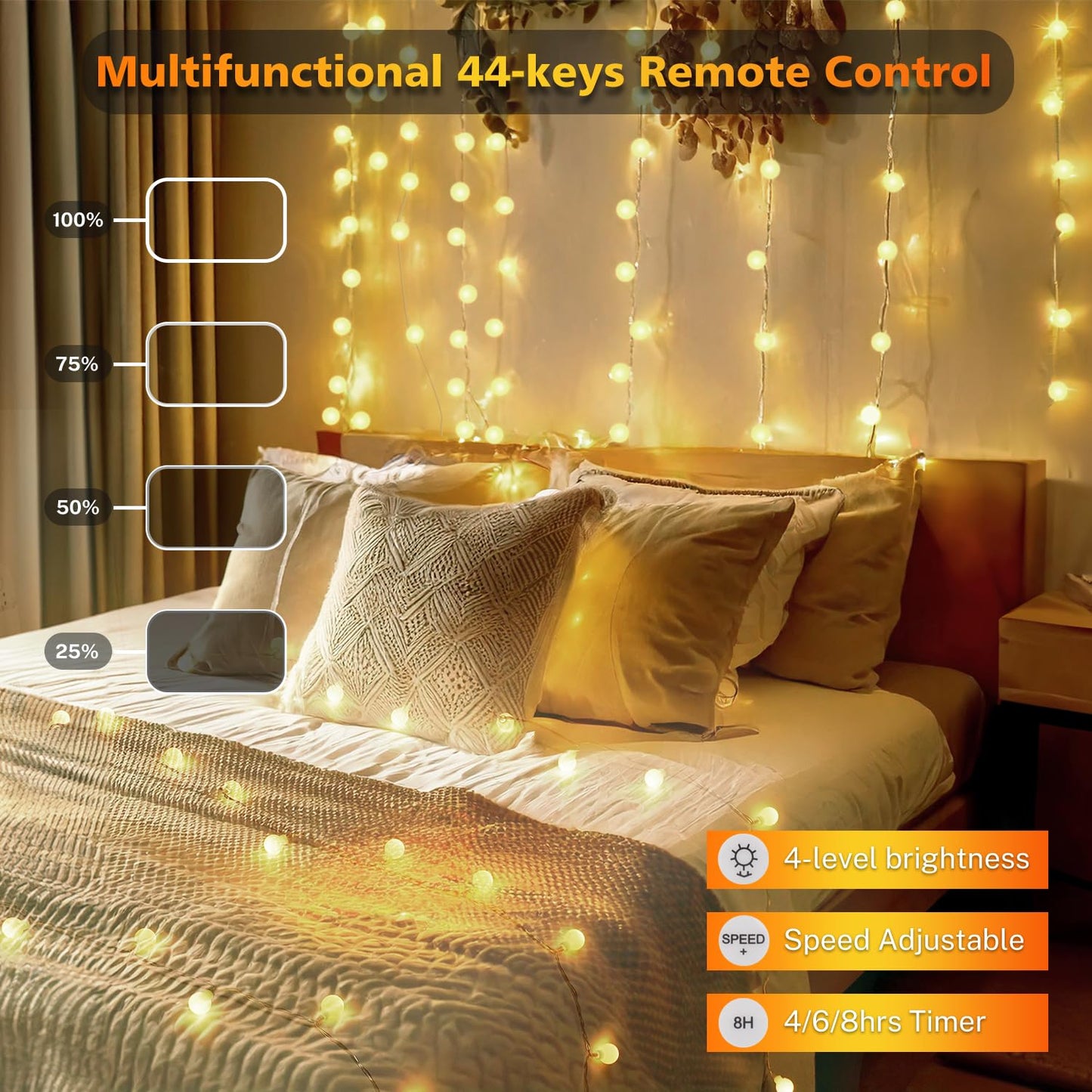 OMIKA Color Changing String Lights, 33FT 60 LEDs, Waterproof Globe Lights with Remote, Model MKR-BO-27