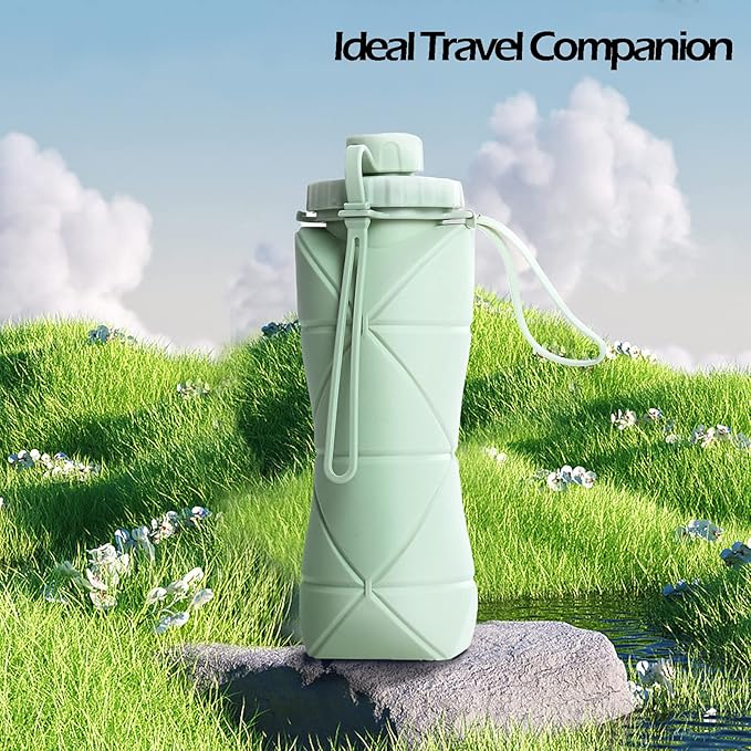 Collapsible Water Bottle, Silicone Foldable Water Bottles For Travel, Easy-To-Carry Design And Compact Size, BPA Free, 20 oz (4PC, 4 Colors)
