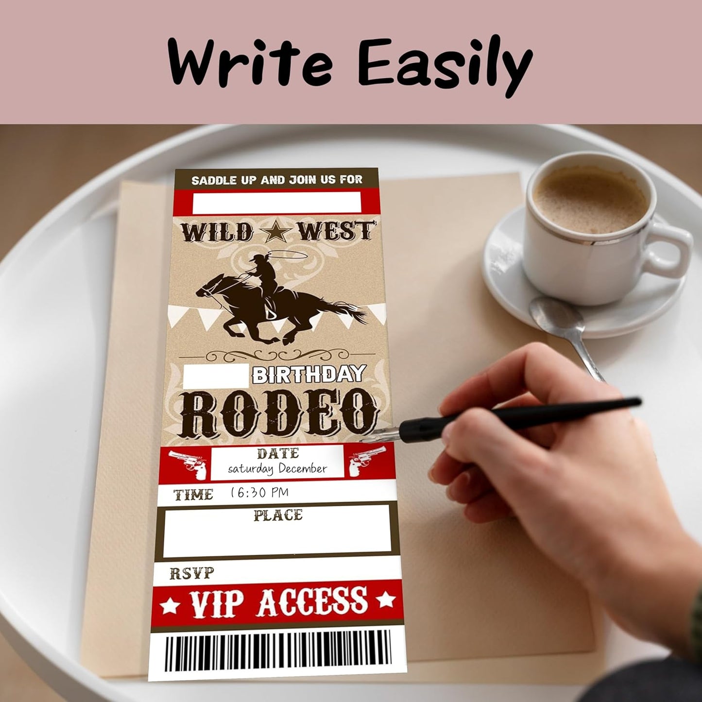 Retro Birthday Cards-Wild West Rodeo Ticket Invite Cards-Retro Cowboy Birthday Invitations with Envelopes for West Lovers-Celebration Party Favor & Supplies (20 Packs)-A19