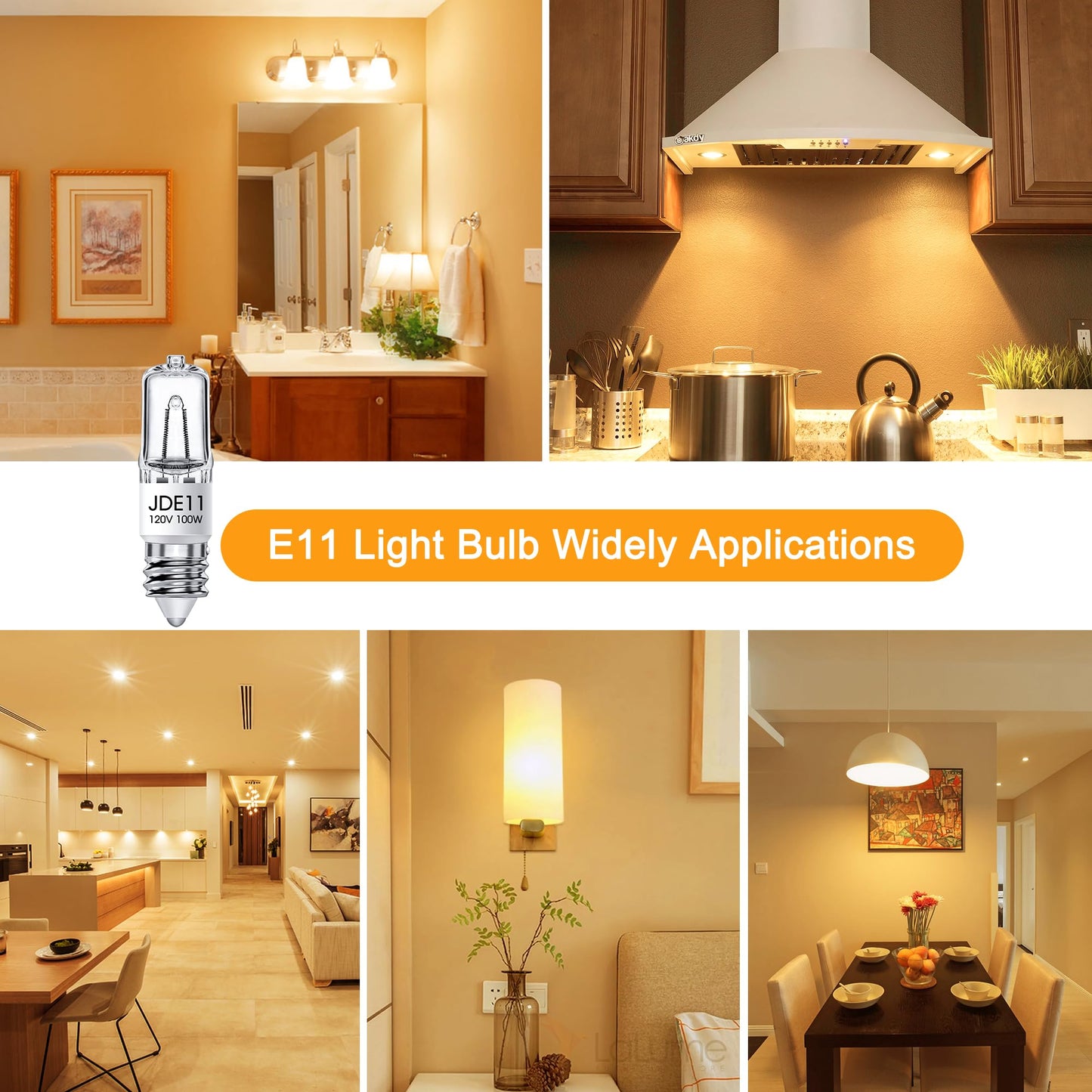 Flaspar Jde11 120V 100W  E11 Bulb  E11 Halogen Light Bulbs  T4 Mini Base Dimmable Candelabra Bulbs  2800K Warm White Halogen Clear Jde11 Bulb For Ceiling Fan  Chandeliers  Cabinet Lighting  2 Pack