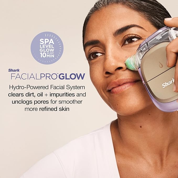 Shark FacialPro Glow at-Home Hydro-Powered Facial System with DePuffi Hot & Cold Therapy – Professional Spa Skincare Device for Pore Cleansing, Hydration, & Radiant Glow, Lilac, FH320PL