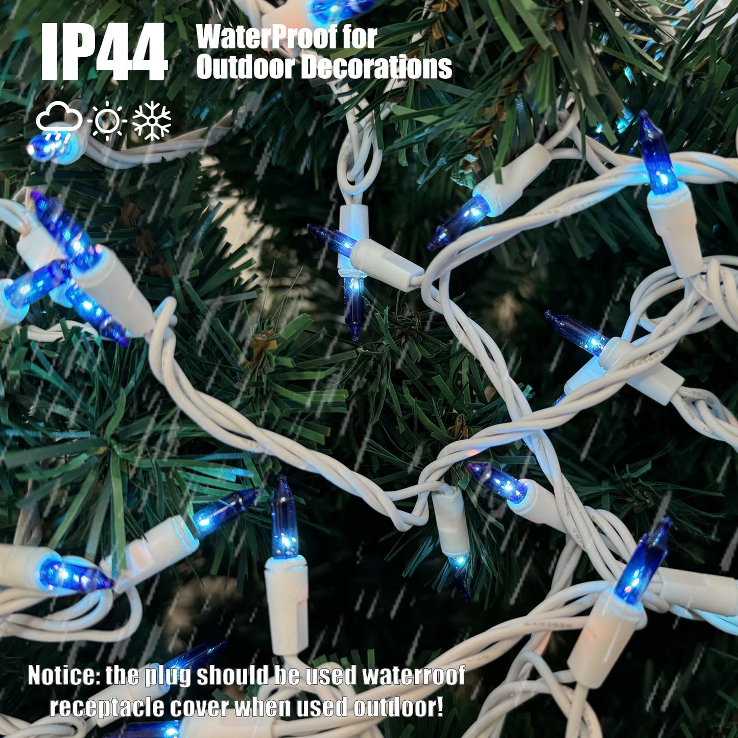 Christmas Lights 100 Count Blue Christmas Tree String Lights With White Wire For Outdoor Indoor Christmas Decorations Wedding Decorations Valentines Day Decor Ul Certified (21Feet)