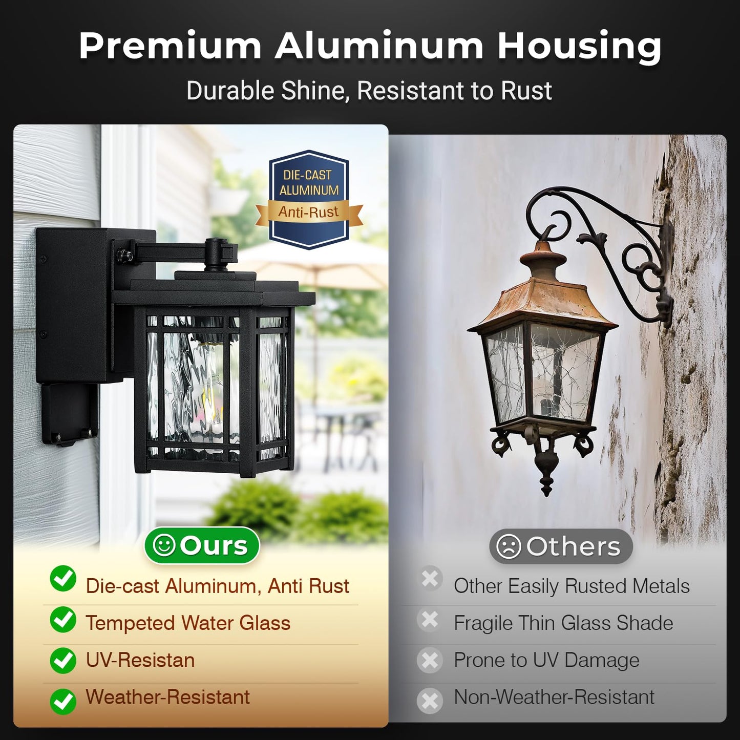 Opaxis 2-Pack Porch Light With Gfci Outlet  Black Dusk To Dawn Outdoor Lantern Wall Mount  Modern Outdoor Sconces Wall Lighting With Glass Shade  Waterproof Outdoor Light Fixtures For House  Garage