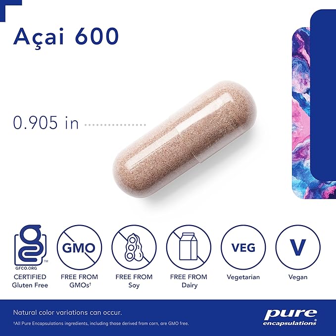 Pure Encapsulations Acai 600 | Berry Supplement for Fiber, Immune Support, Antioxidants, and Flavonoids* | 180 Capsules