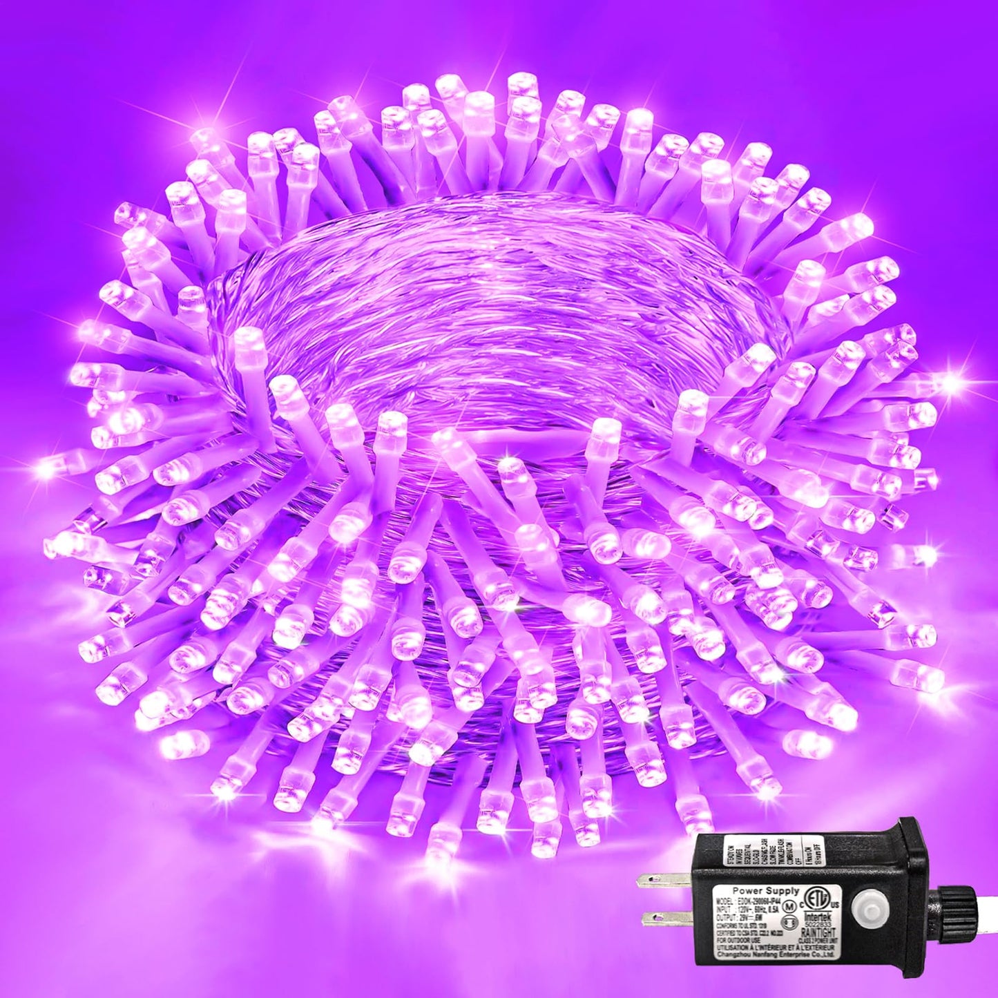 Einiiya 600 Led Purple Christmas Lights Indoor Outdoor  197Ft Christmas String Lights Waterproof 8 Modes Plug In Purple String Lights For Christmas Tree Bedroom Party Home Thanksgiving Decorations