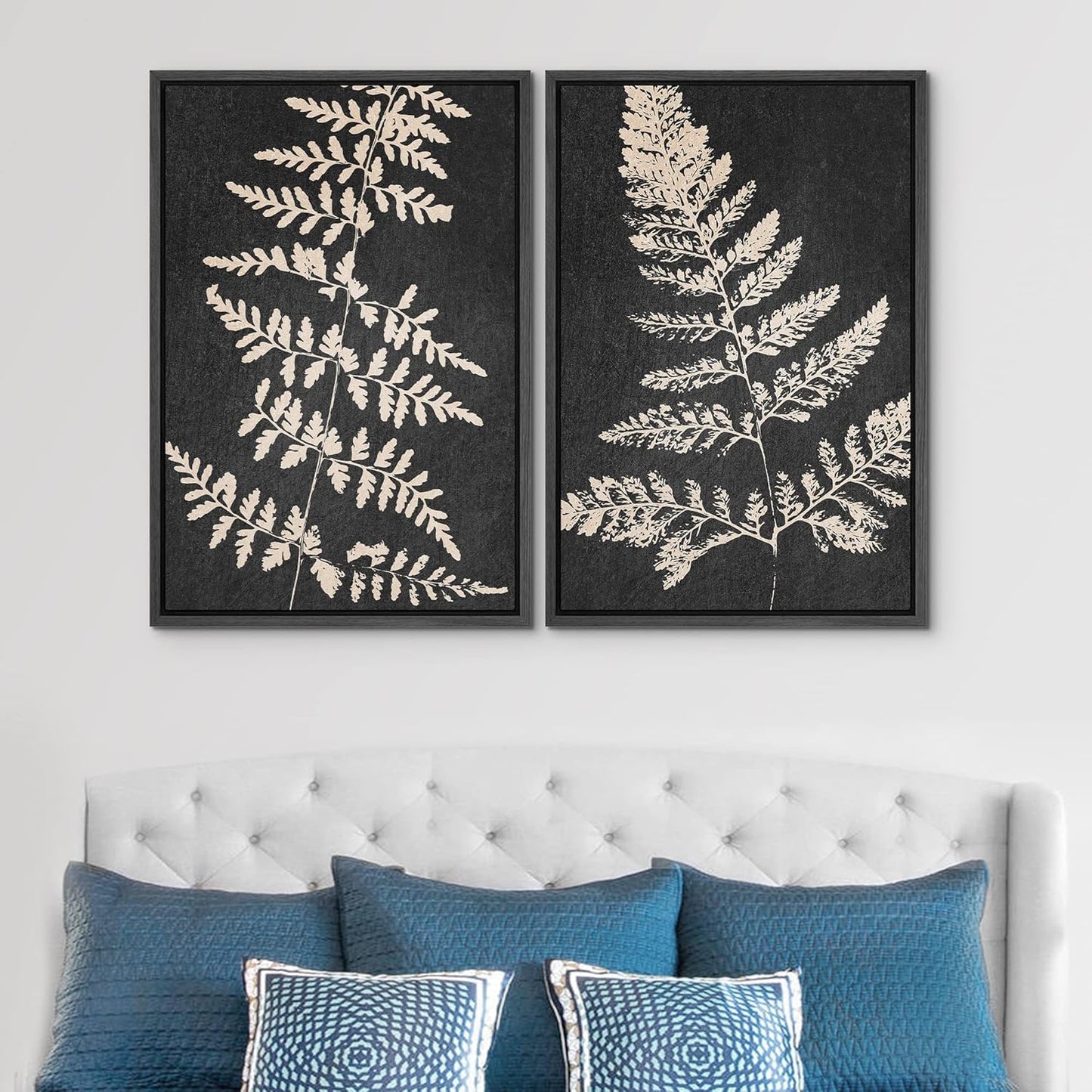 SIGNWIN Canvas Print Wall Art Set Black Tan Forest Fern Plant Leaf Silhouette Nature Wilderness Illustrations Modern Art Rustic Multicolor for Living Room, Bedroom, Office - 16"x24"x2 Black