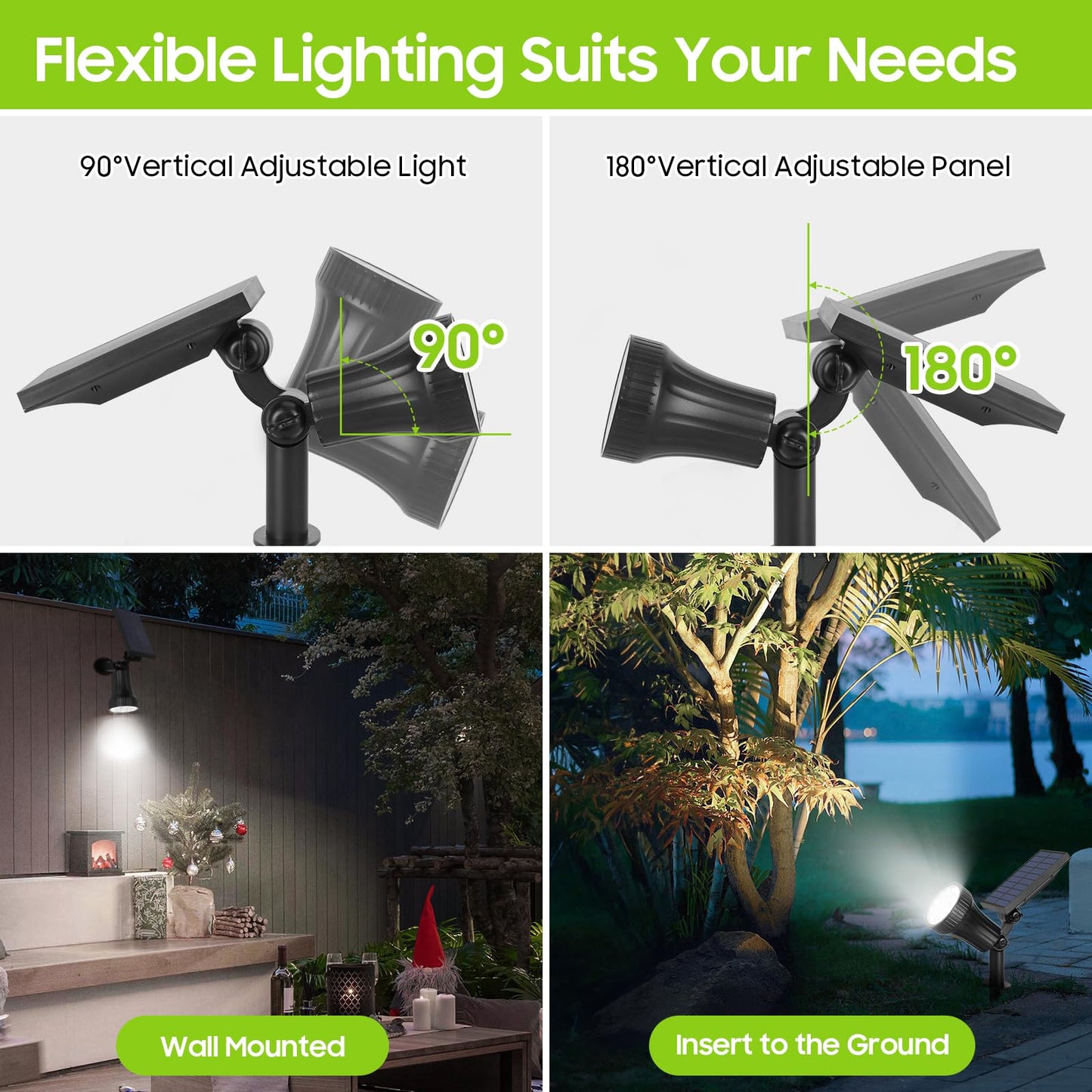 Bosceos 2-Pack Solar Lights Outdoor Waterproof  30Leds Solar Spot Pathway Lights With 3 Modes  Garden Light Auto On/Off  Landscape Lighting For Pool Tree Wall Driveway (Cool White)