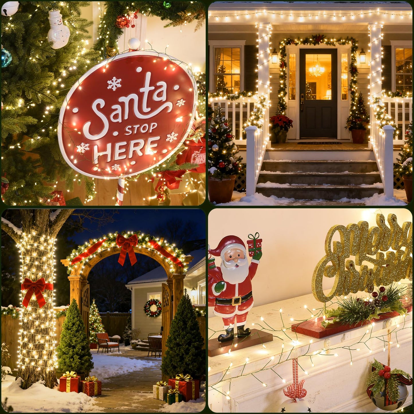 Lycklig Fairy Lights Plug In 65Ft 1000Led Warm Christmas Garland Lights With Timer Remote Waterproof Fire er Twinkle Cluster String Light For Bedroom Wreath Party Wreath Tree Decor Green Wire
