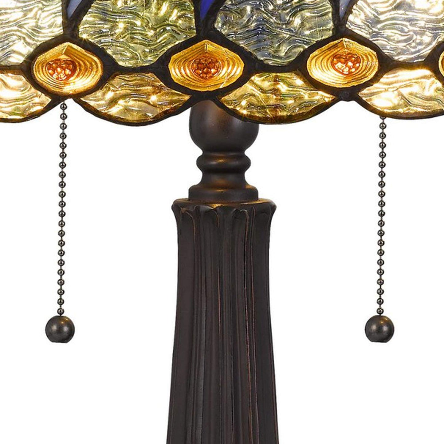 Benzara Tiffany Table Lamp 120W Engraved Base 22.5x16x16 in Multicolor Model BM233347