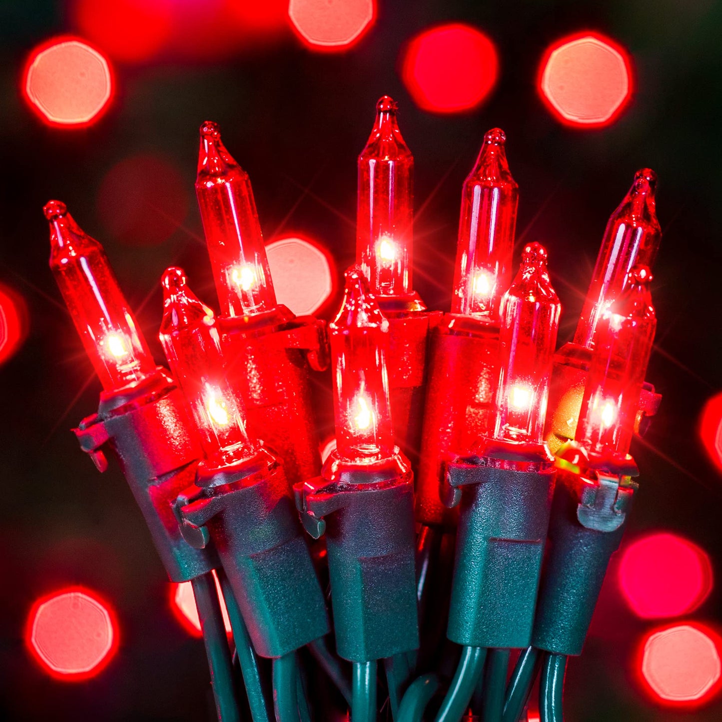 Hopolon Mini String Lights 50 Count 13 Feet Waterproof Red Indoor Outdoor Christmas Decor