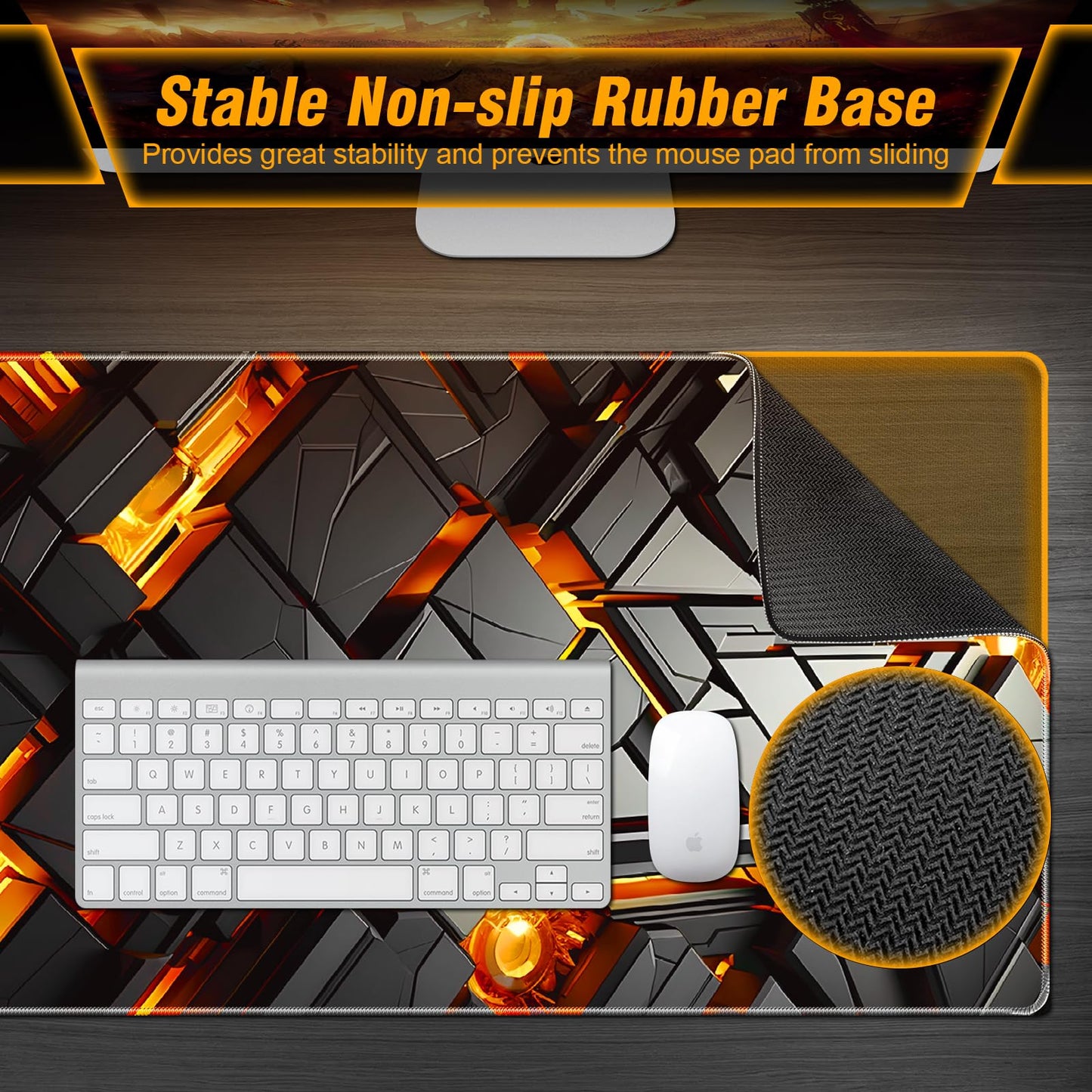 Large Mousepad Gaming, 35.4x15.7in Mouse Pad for Professional Gaming & Comfort Office, Quality Lycra Cloth Extra Large Mouse Pad XXXL, Non-Slip Rubber Base Lightweight Mousepad