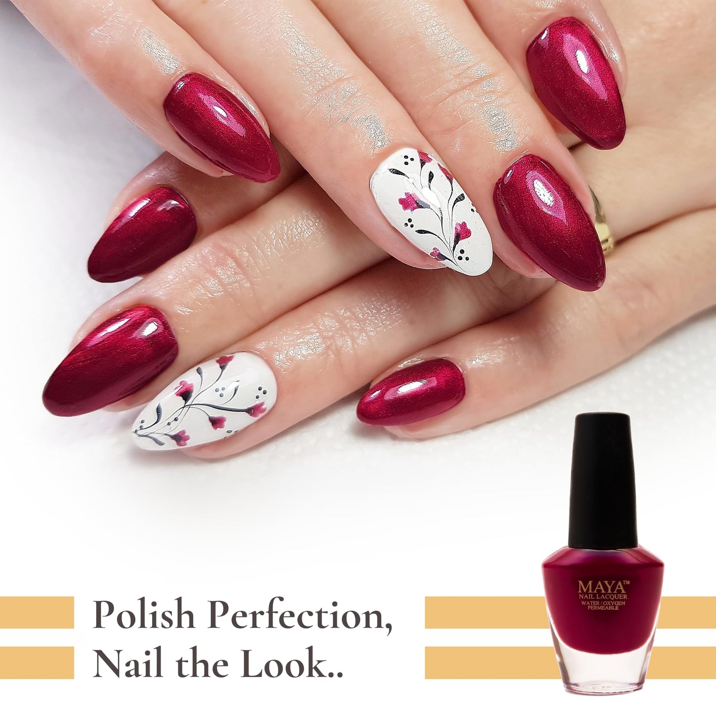 MAYA Red Gel Nail Polish - Quick Dry, Non-Toxic, Breathable & Cruelty Free Nail Art DIY Manicure, Certified Halal Nail Kit - 0.4