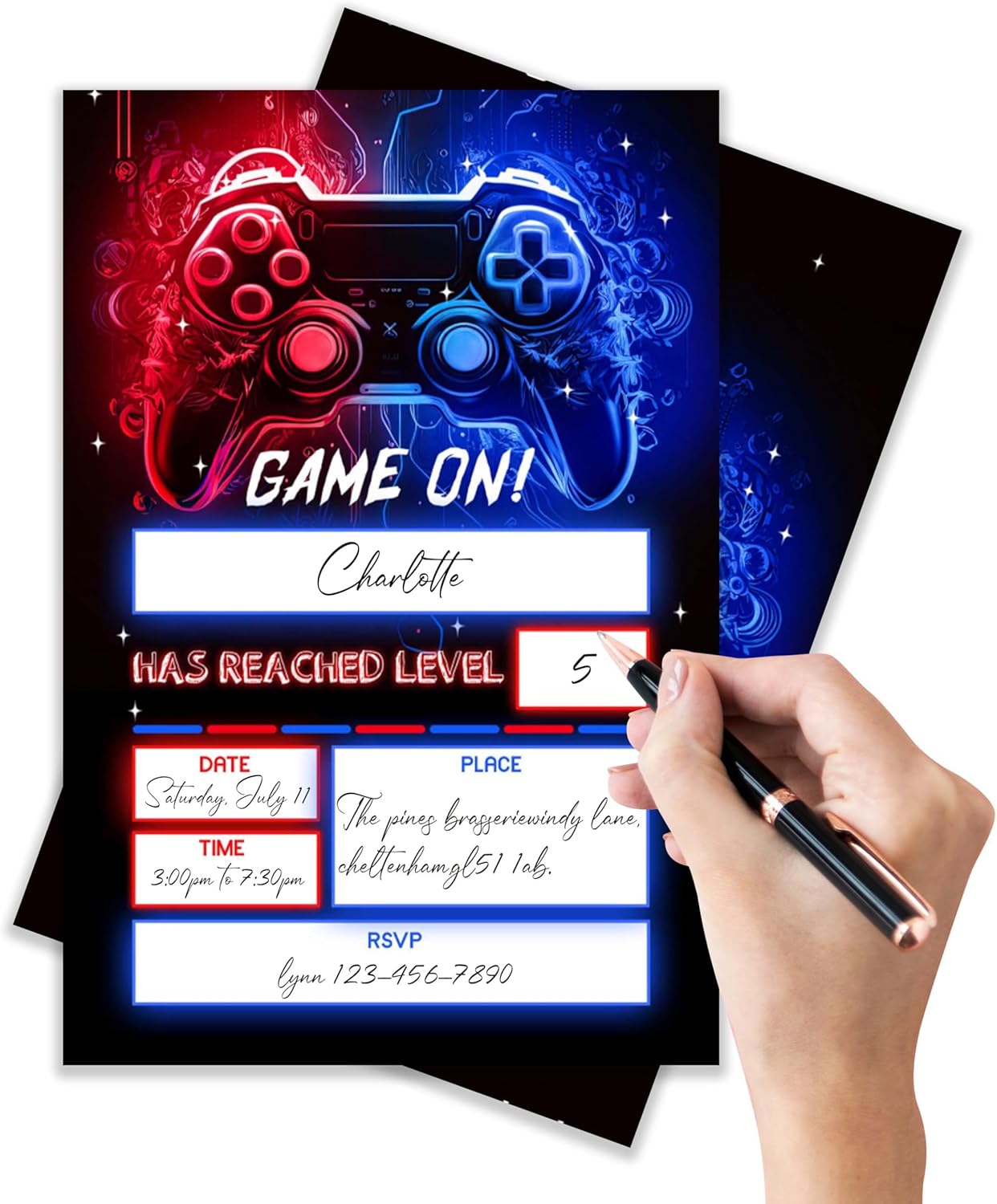 4x6 Gamer Birthday Invitations, Video Game Birthday Party, Gaming Party Decorations, Birthday Party Invitations for Boys, Girls, Kids Birthday Invitations, 20 Cards with 20 Envelopes.(46)