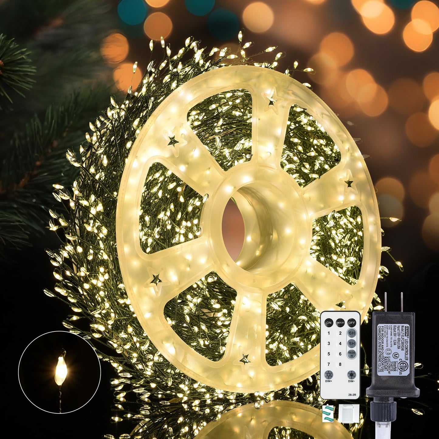 Fairy Lights Plug In  Dailyart 2000 Led Twinkle String Light With Remote 130Ft Waterproof 8 Modes Warm Cluster Lights With Timer For Bedroom Wreath Window Wedding Christmas Tree Decoration  Green Wire
