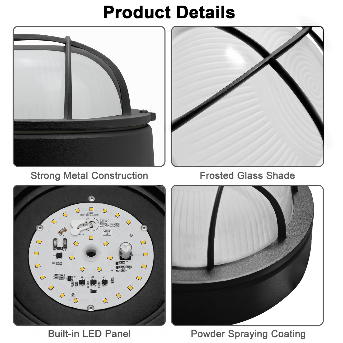 Faymart Lighting 8 Inch Black Round Bulkhead Led Light Set Of 2 Nautical Outdoor Lights Black Round Led Sauna Light 3000K 1500Lm 15W Outdoor 8 Nautical Bulkhead Wall Lights