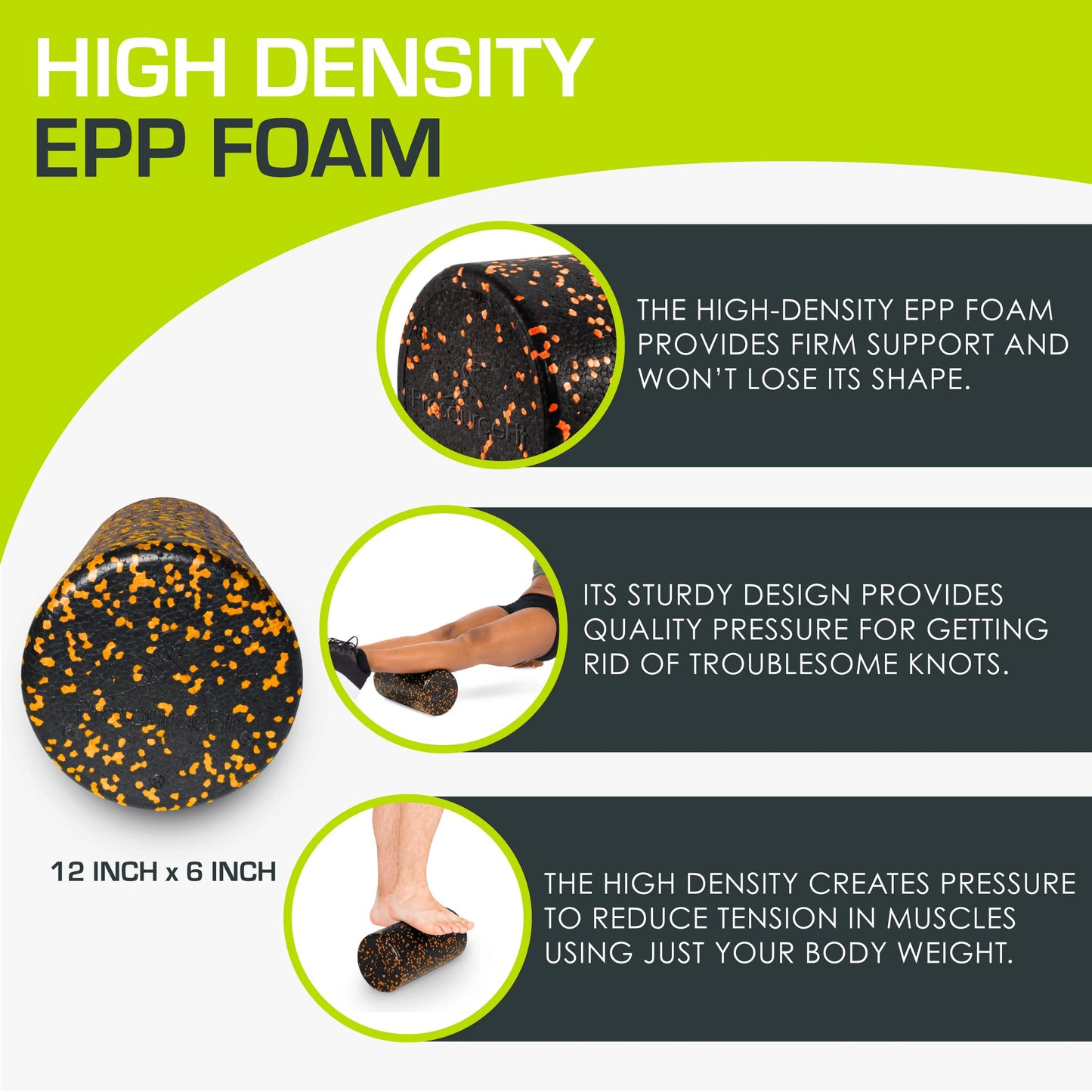 ProsourceFit High Density Foam Rollers long, Firm Full Body Athletic Massage Tool for Back Stretching, Yoga, Pilates, Post Workout Muscle Recuperation