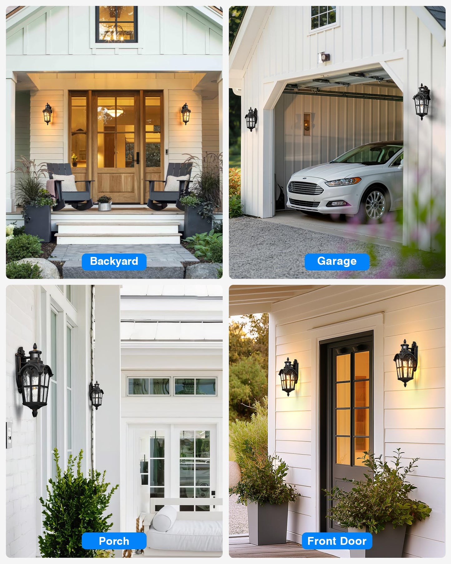 Vianis 2 Pack Motion Sensor Outdoor Lights  Outside Wall Lights Black With Gold Trim  Waterproof Dusk To Dawn Outdoor Lighting  Exterior Light Fixtures For House Porch Entryway Front Door