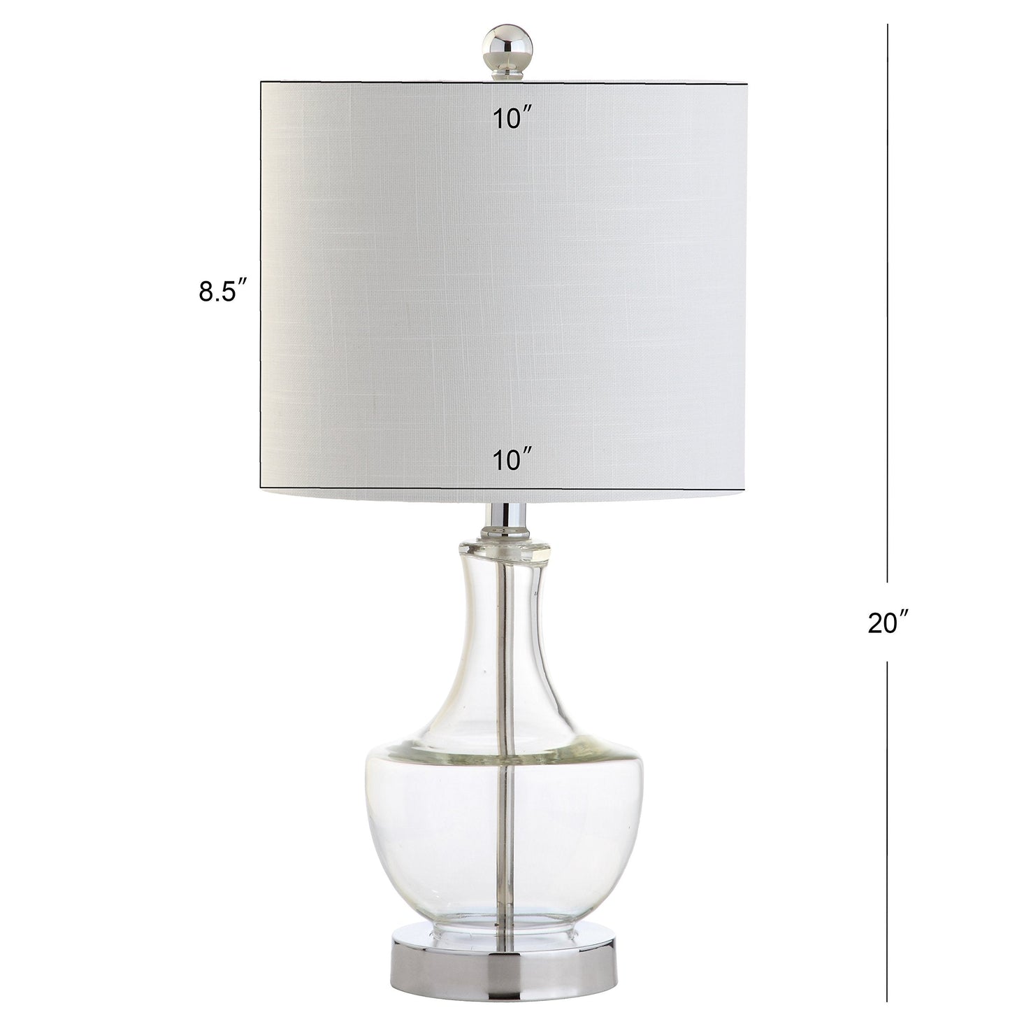 Jonathan Y Colette 20 Mini Glass Led Table Lamp, Clear, Model Jyl1029A, Transitional & Modern Design For Home & Office
