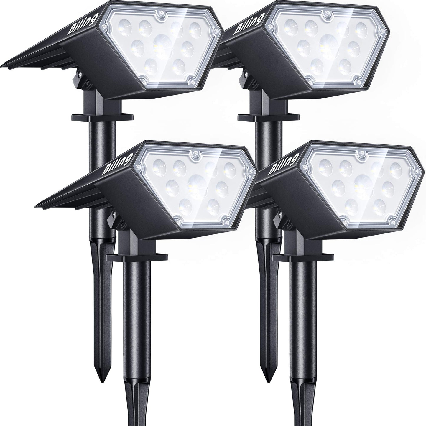 Biling Solar Spot Lights - 700 Lumen Waterproof Landscape Uplights, 4 Pack, White, Ip67 For Yard, Garden, Patio, Driveway, Pool