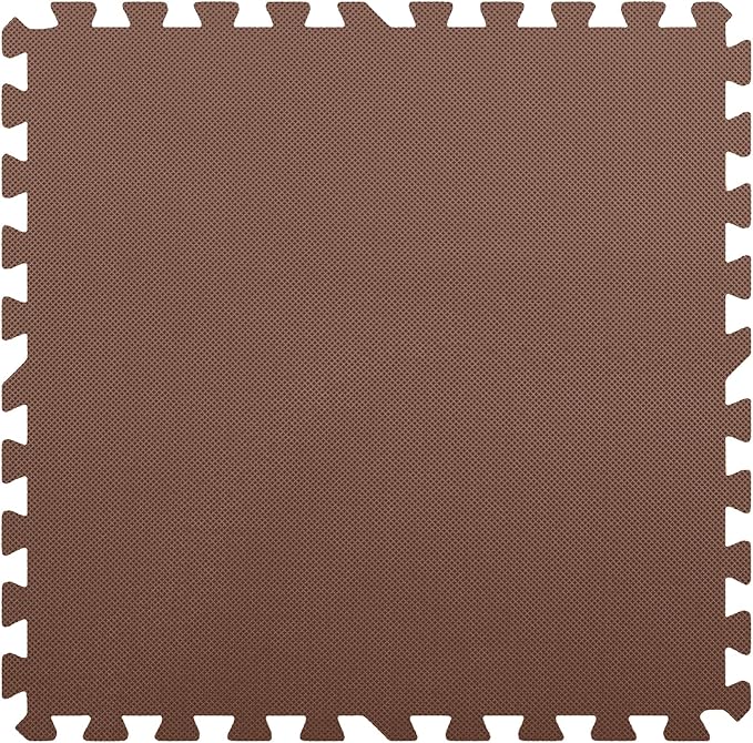 Flooring Inc's 1/2" Soft Non-Toxic Baby Play Mat, Toddler Playmat, Colorful Puzzle PlayMat, Floor Mats for Kids & Babies, EVA Foam Interlocking Tiles for Nursery & Playroom | Brown, 12 Tiles, 48 Sq/Ft