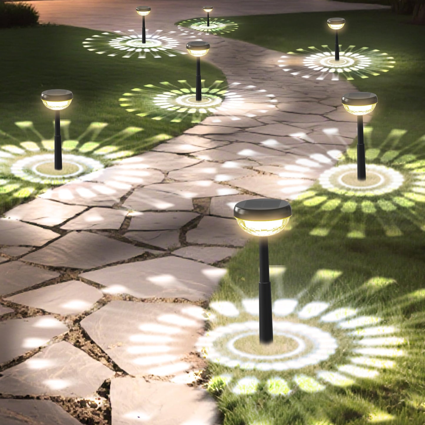 Ensenior 8-Pack Solar Lights Outdoor, Auto ON/Off 3000K LED Solar Garden Lights for Pathway, Yard, Patio, Walkway, Flower Bed, W