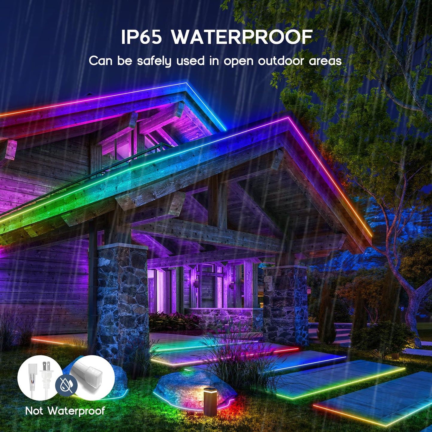 VOEWT LED Neon Lights, IC+RGB 16.4FT Rope Lights, App/Remote Control, Outdoor IP65 Waterproof, Model D661