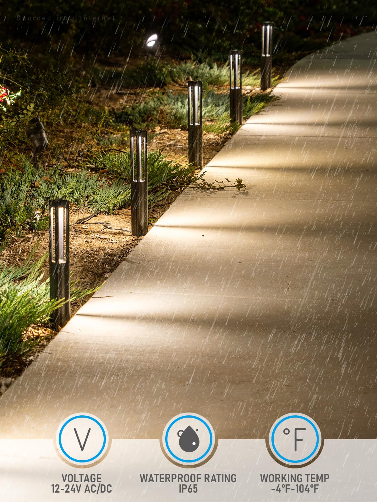 LEONLITE 12-Pack Low Voltage Path Lights, 3W LED, Aluminum, IP65 Waterproof, 3000K Warm White, Model ZY3LSL-3WBLK