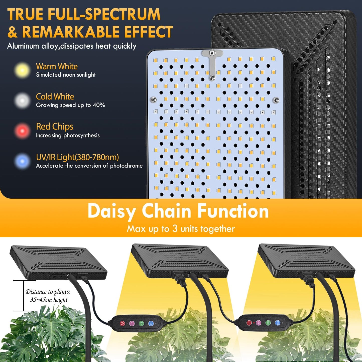 GroCruiser Smart Control Tabletop Grow Light, Full Spectrum, 25W, Adjustable Timer, 16in-24in Height, Black Tripod Stand, Model Zinqolay