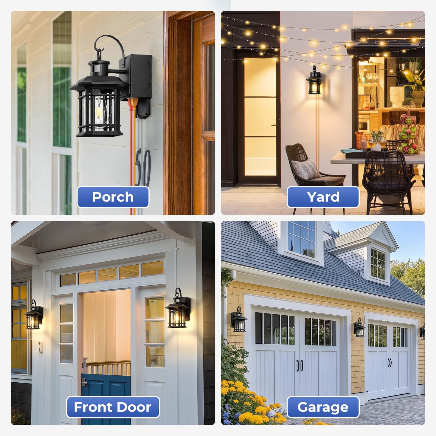 Opaxis Porch Light With Gfci Outlet  Motion Sensor Outdoor Lights  Dusk To Dawn 3 Lighting Modes Outdoor Light With Outlet  Black Outside Lights For House  Garage  Garden  Waterproof  100% Aluminum