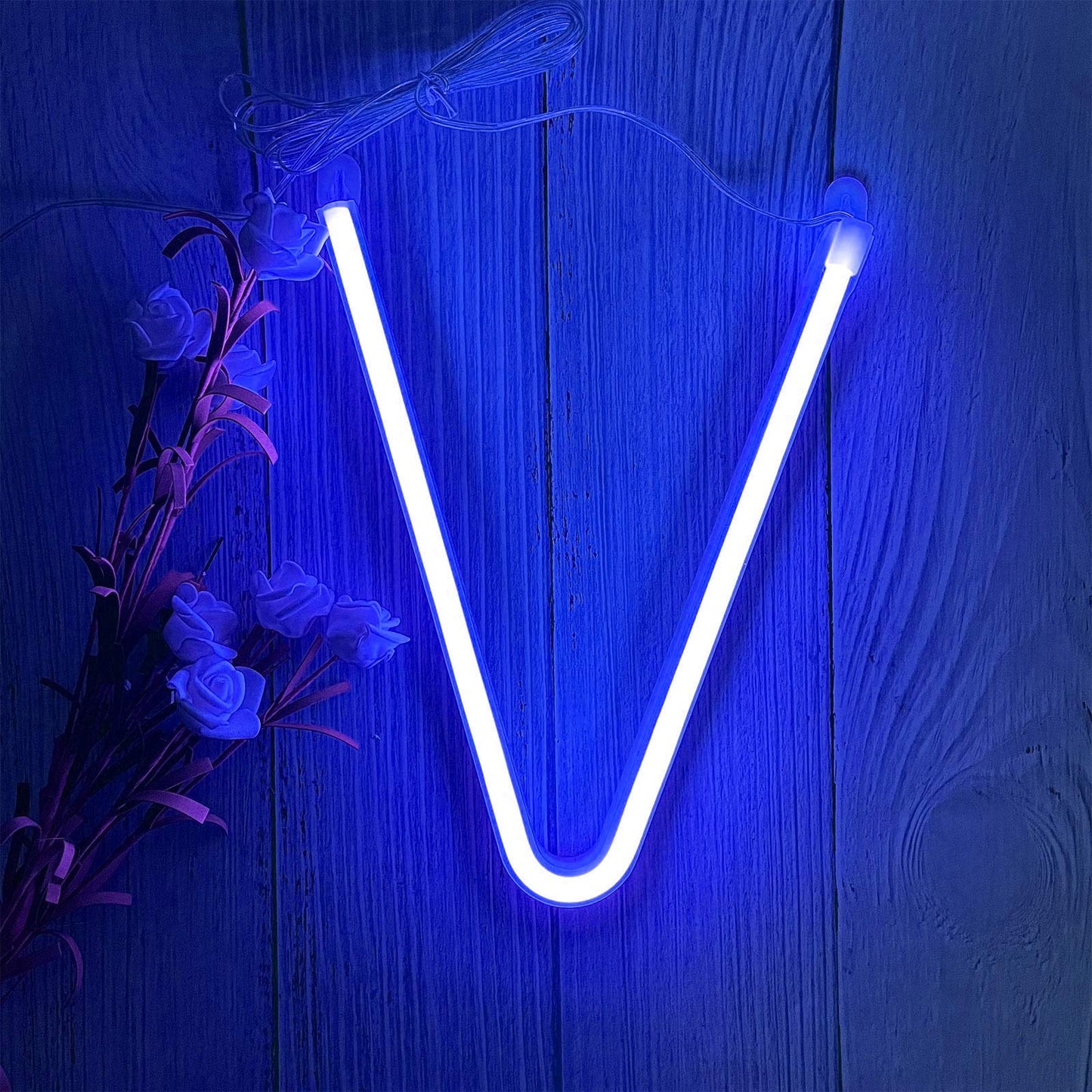 Enuoli Light Up Letters Neon Signs  Blue Alphabet Neon Lights Wall Decor For Home  Birthday Party  Bar  Valentines Day Word-Blue Letter (V)