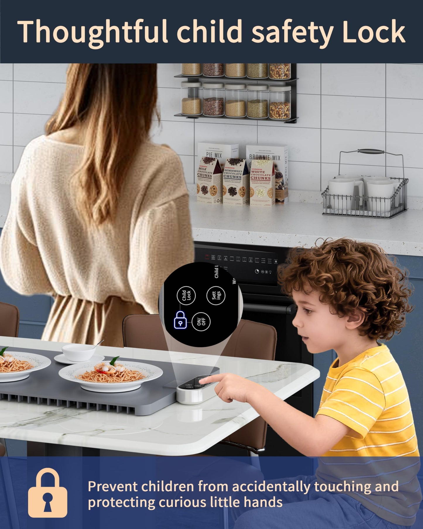 Food Warming Mat, Silicone Full Surface Heating Warming Mat for Food with 6 Temperature Settings, Timer and Child Lock, Electric Roll Up Food Warmers Tray for Parties Buffet,Home and Commercial Use.