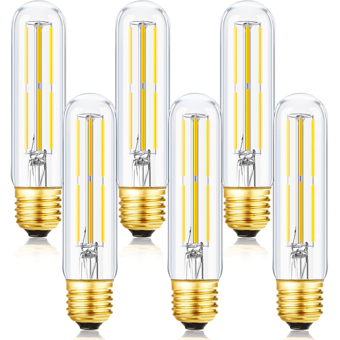 Leools Dimmable Edison Bulb T10 6W 4000K Neutral White Glass 6 Pack