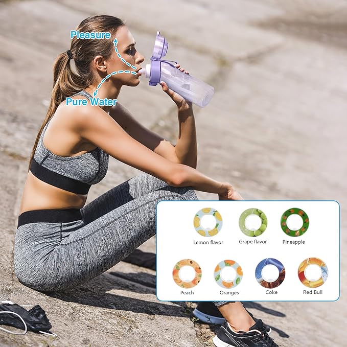 Flavor Pods for Water Bottle,7pcs Flavor Pods Fruity Scent for Sports Water Bottle,with Water bottle 0 Sugar, 0 Calorie For Fitness Outdoor School (Blue+7Pod), FNDAI02
