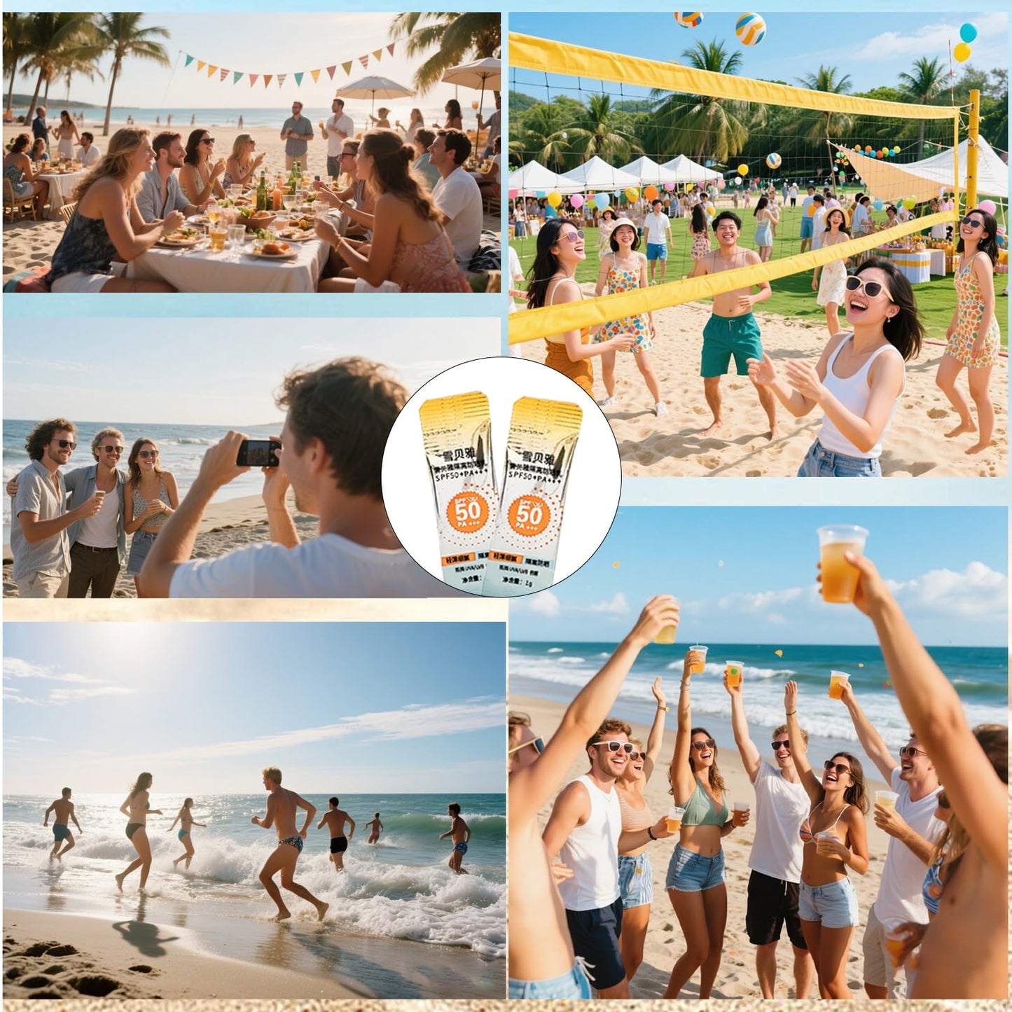 50PCS Mini Sunscreen SPF50+ PA+++ - Travel Size Sunscreen Bulk for Face & Body, Lightweight & Non-Greasy, Water-Resistant, Perfe