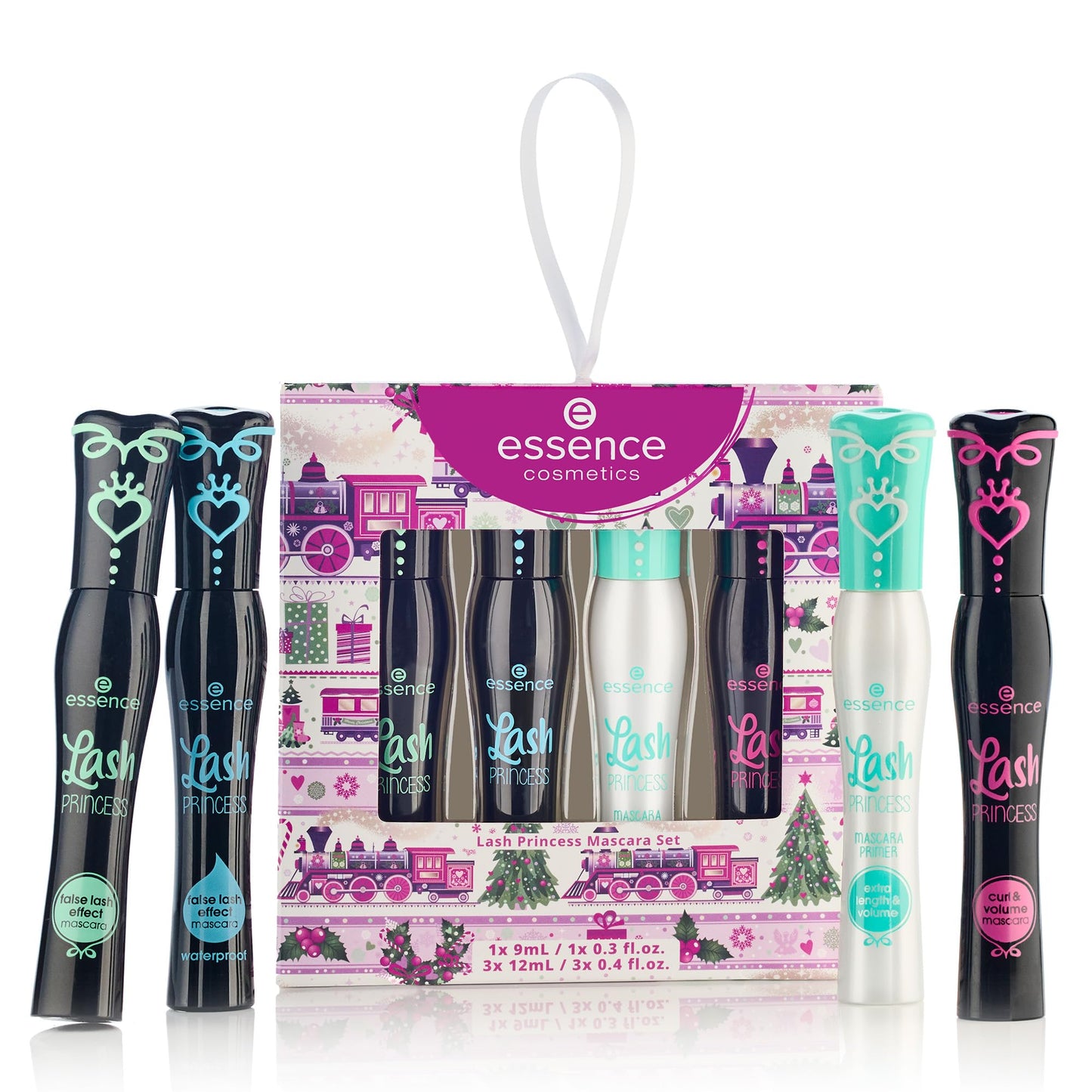 essence Lash Princess Mascara Holiday Gift Set | 4 Vegan & Cruelty-Free Mascaras | False Lash Effect, Waterproof, Primer, Curl &