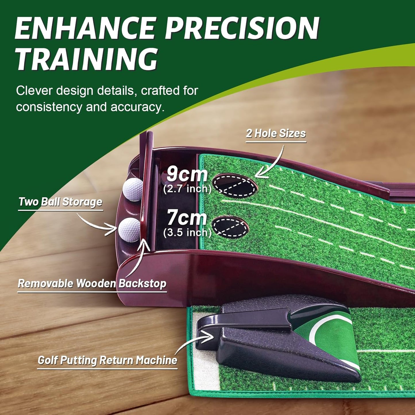 Golf Putting Green for Indoors - Putting Mat with Automatic Ball Return Machine, Mini Golf Pratice Training Equipment at Home or Office, Birthday for Golfs Lovers Golfer Man