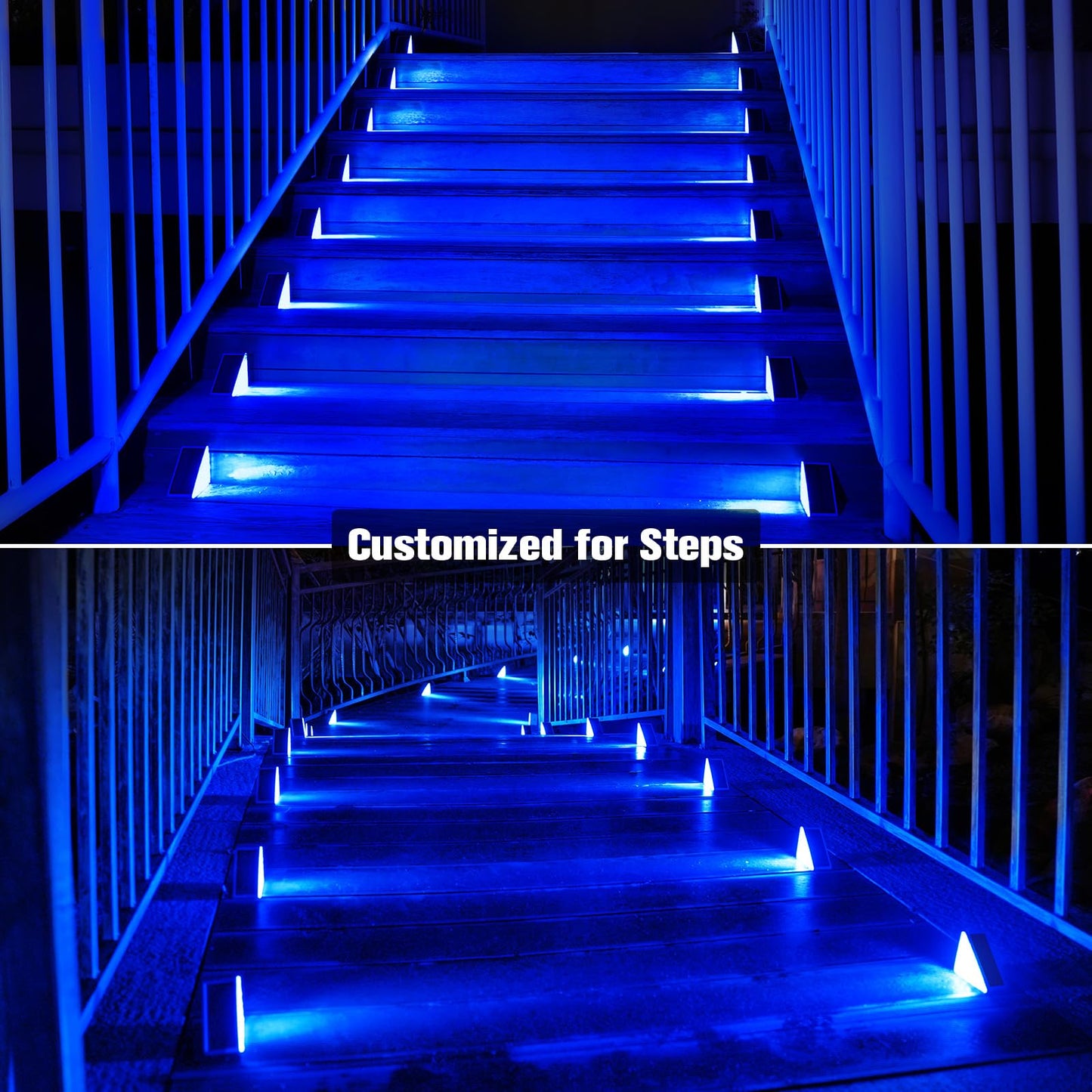 VOLISUN Solar Step Lights 16 Pack, Waterproof IP67 LED Outdoor Lights, Blue, Model 21714ZM