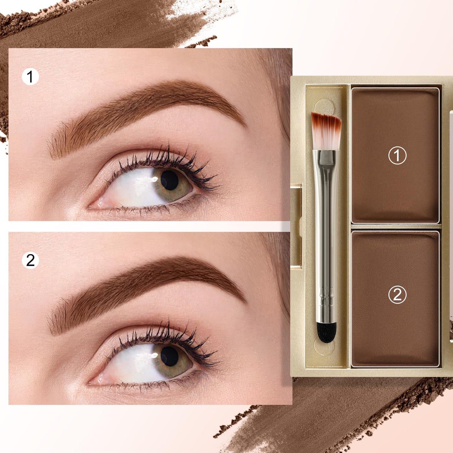 Boobeen Eyebrow Powder Kit, 2-color Waterproof Eyebrow Palette Makeup to Definer & Filler Brows, Eyebrow Color Powder Shape Natu