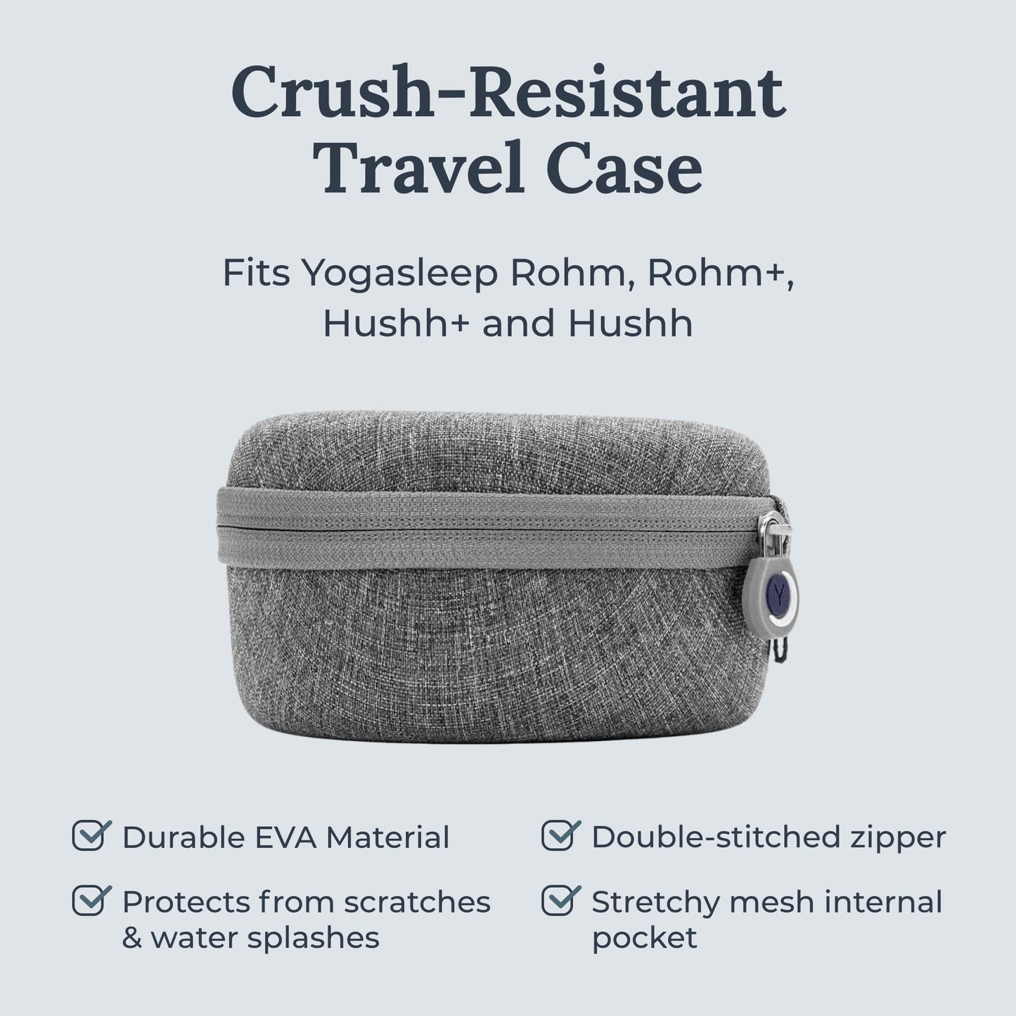 Yogasleep Rohm Portable White Noise Sound Machine + Travel Case in Grey, Sleep Therapy, Crush-Resistant Travel Case, for Adults, Kids & Baby, Noise Blocking & Office Privacy, Registry Gift