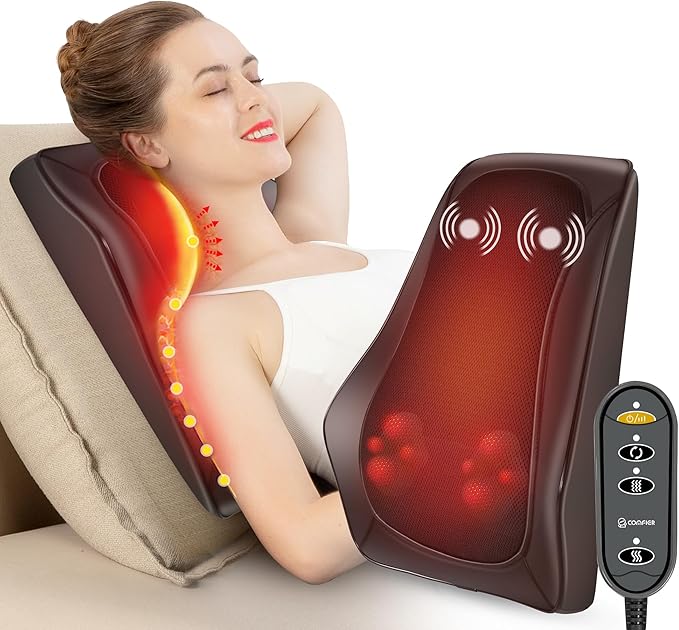 COMFIER Back Massager with Heat, Deep Tissue Shiatsu Neck and Back Massager for Pain Relief, Chair Use Massager Pillow wit...