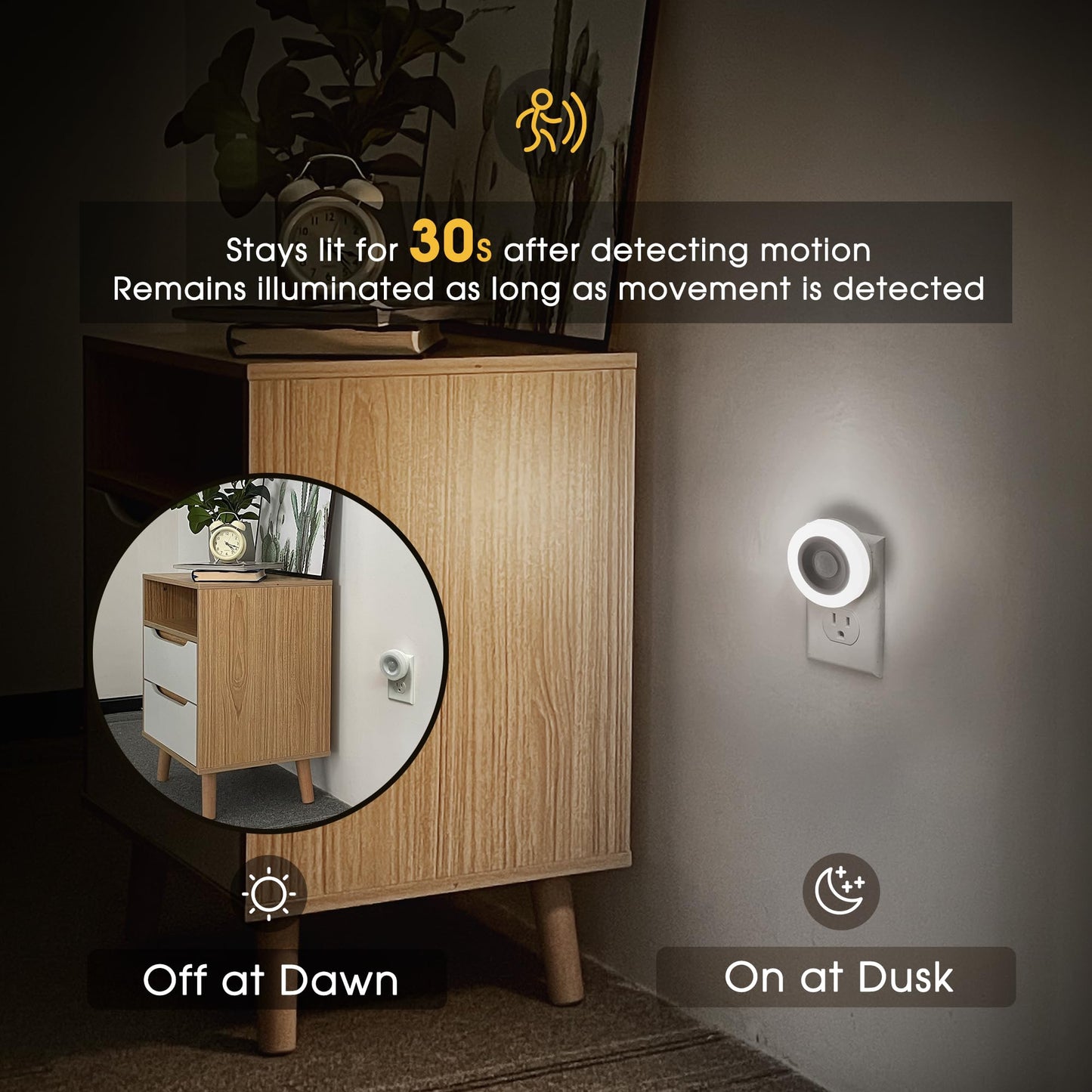 Briignite Motion Sensor Night Light, 2 Pack, Cool White, LED, Auto On/Off, Ideal for Kids, Bedroom, Bathroom
