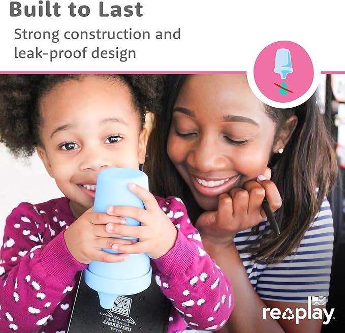 Re-Play Sippy Cups for Toddlers - 10 Oz. Reusable Spill Proof Cups for Kids, Dishwasher/Microwave Safe - Made in USA - Set of 6-3.13" x 6.25" - Meadow