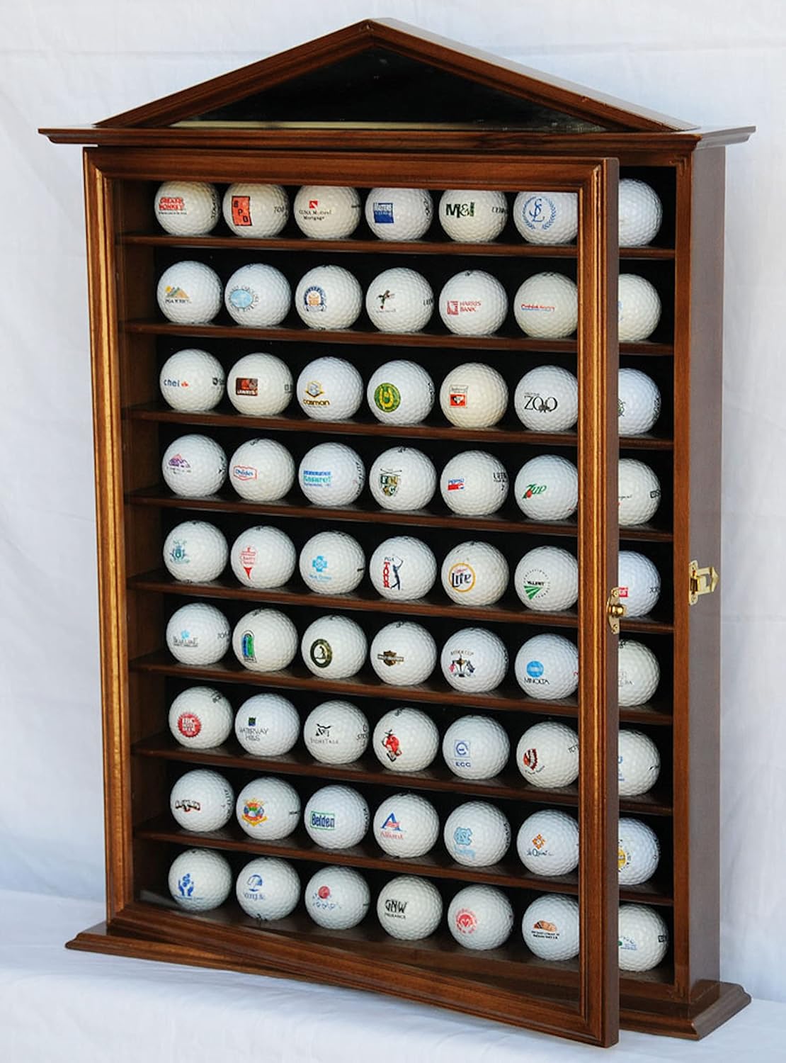63 Golf Ball Designer Display Case Cabinet (Walnut)