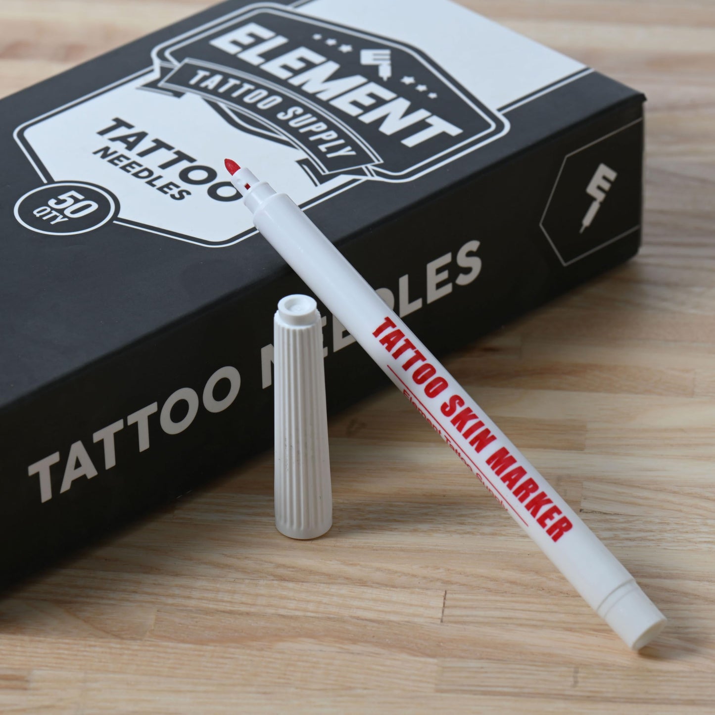 ELEMENT TATTOO SUPPLY - Tattoo Stencil Skin Markers, 3 Purple and 3 Red Bold Tip Stencil Marking Pens for Freehand Tatttooing De