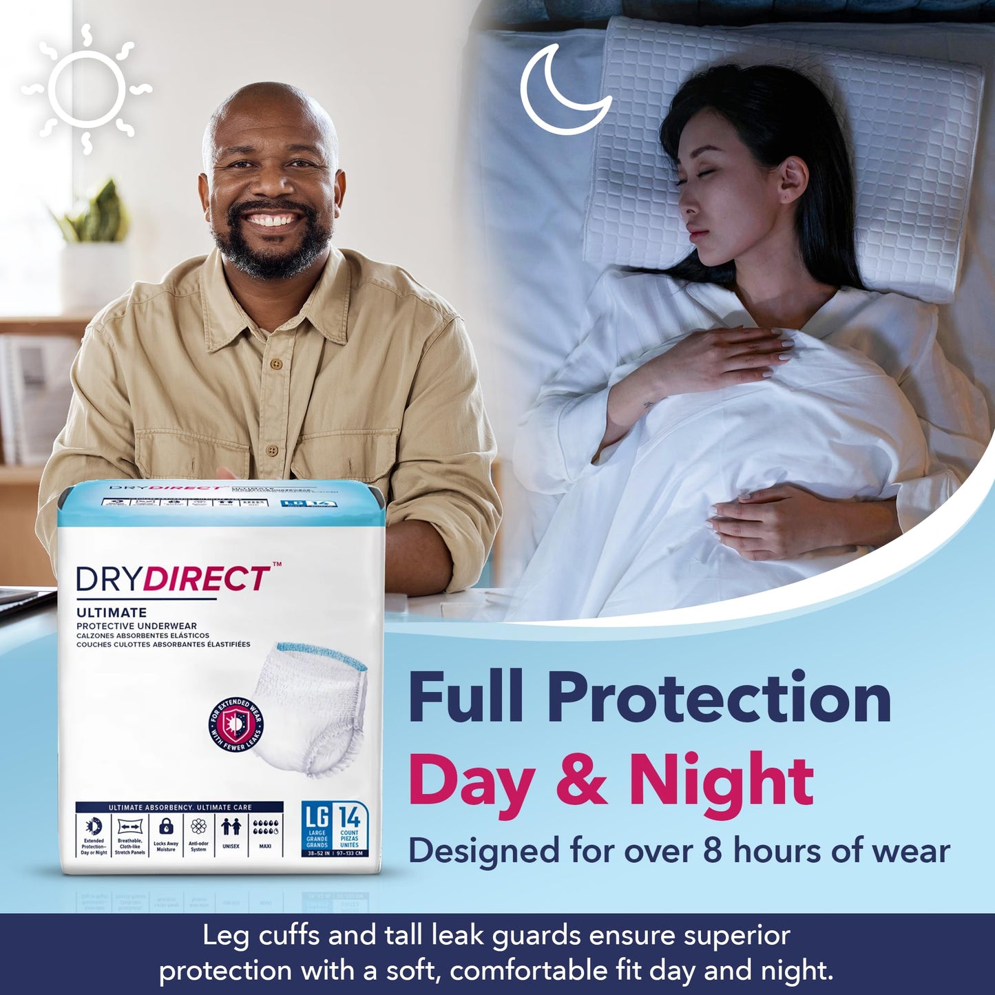 Dry Direct Ultimate Protective Underwear, Soft Cloth-Like Adult Diapers, Max Absorbency Disposable Incontinence Protection - X-Large (Case of 56)