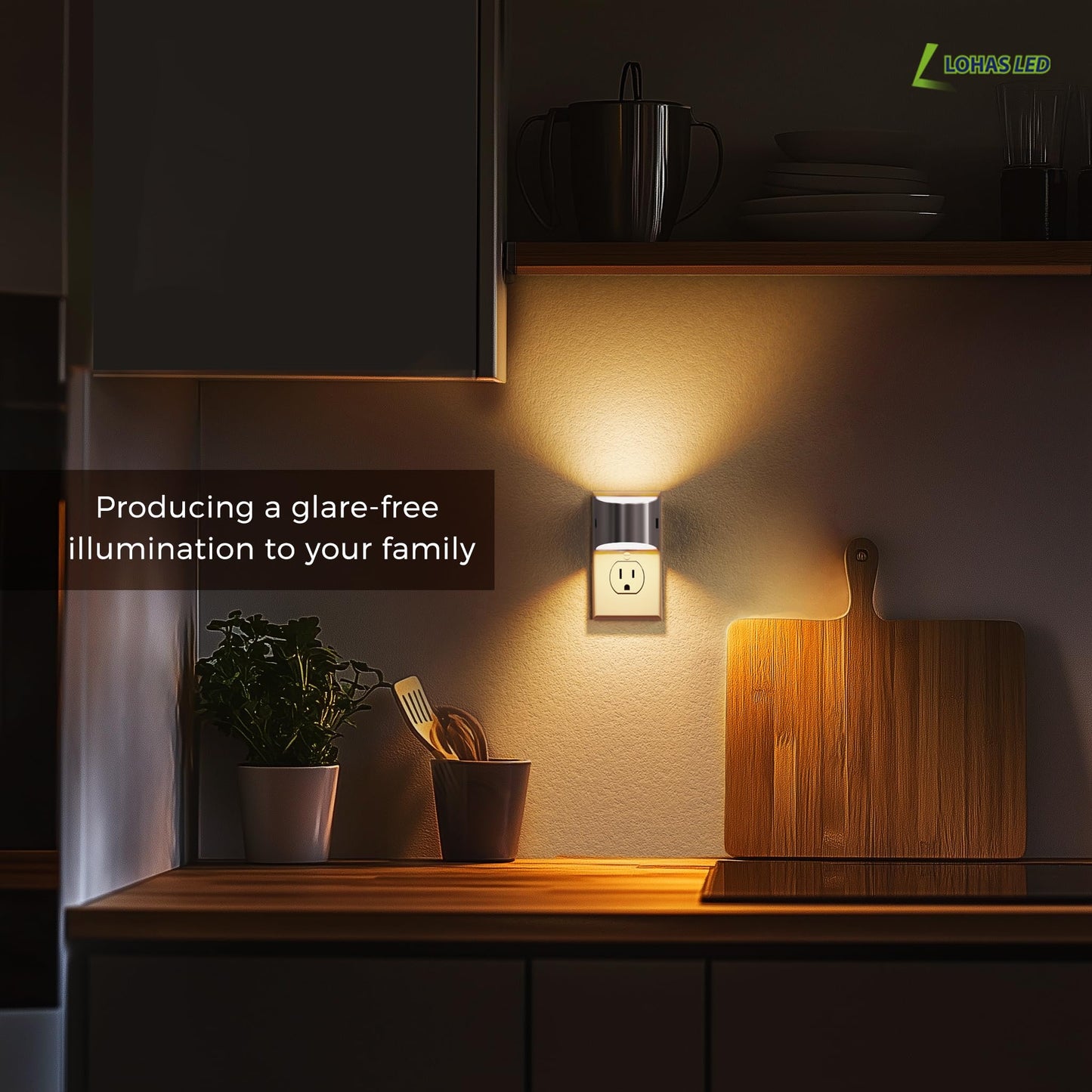 L Lohas Led Night Lights Plug Into Wall  Dimmable Night Light With 3 Level Brightness  3000K Soft White  2 Pack  Grey